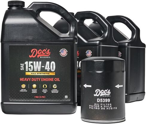 طقم تغيير الزيت الاصطناعي الكامل من Doc's Diesel 15W-40 D5399+DOCS15W40-3 | متوافق مع شيفروليه/جي إم سي 6.6L دوراماكس 2500HD، 3500HD 2001-2019 in Saudi Arabia