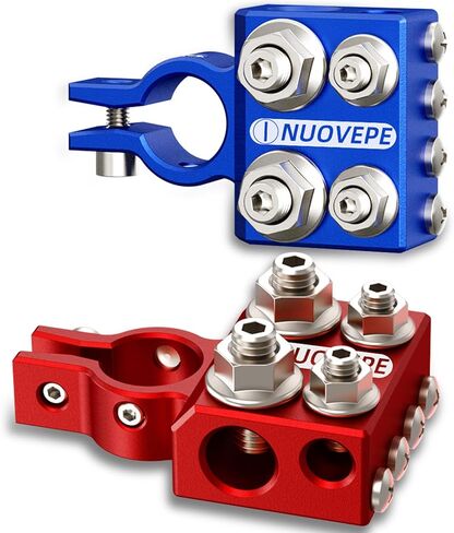 موصل طرفي للبطارية عالي التحمل: أطراف بطارية سيارة ذات 8 اتجاهات، ألومنيوم مقاوم للتآكل، 8AWG حتى 4/0(XL) مقياس AWG، يناسب العمود العلوي SAE/DIN/EN لصوت السيارة، والونش، والشاحنة، والطرق الوعرة in Kuwait