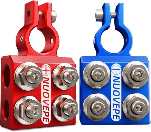 Heavy Duty Battery-Terminal-Connector: 8-Way Car Battery Terminals, Aluminum Corrosion Resistant, 8AWG up to 4/0(XL) AWG Gauge, Fits SAE/DIN/EN Top Post for Car Audio, Winch, Truck, Off-Road in Saudi Arabia