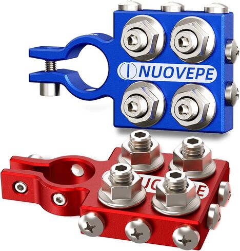 Heavy Duty Battery-Terminal-Connector: 8-Way Car Battery Terminals, Aluminum Corrosion Resistant, 8AWG up to 4/0(XL) AWG Gauge, Fits SAE/DIN/EN Top Post for Car Audio, Winch, Truck, Off-Road in Saudi Arabia