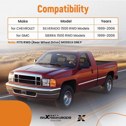 maxpeedingrods 12 قطعة من ذراع التحكم الأمامي العلوي والسفلي لسيارة Chevy Silverado GMC Sierra 1500 1999-2006، ذراع التحكم في مجموعة التعليق مع مفصل كروي Sway Bar Link الخارجي الداخلي، حذاء نهاية قضيب الربط الداخلي، مناسب لـ RWD فقط in Saudi Arabia