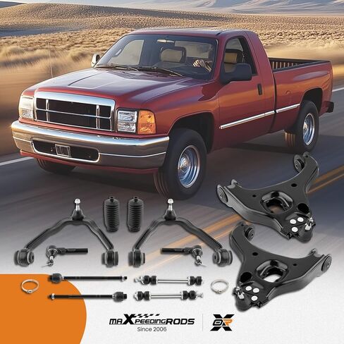 maxpeedingrods 12 قطعة من ذراع التحكم الأمامي العلوي والسفلي لسيارة Chevy Silverado GMC Sierra 1500 1999-2006، ذراع التحكم في مجموعة التعليق مع مفصل كروي Sway Bar Link الخارجي الداخلي، حذاء نهاية قضيب الربط الداخلي، مناسب لـ RWD فقط in Saudi Arabia