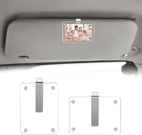 1 Pack Car Sun Visor Picture Frame, Acrylic Car Photo Holder, 2.4x3.5'' Magnetic Photo Clip, Picture Frame For Car, Car Photo Holder for Horizontal and Vertical Display, Speical Gift For Him/Her in Saudi Arabia