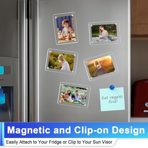 1 Pack Car Sun Visor Picture Frame, Acrylic Car Photo Holder, 2.4x3.5'' Magnetic Photo Clip, Picture Frame For Car, Car Photo Holder for Horizontal and Vertical Display, Speical Gift For Him/Her in Saudi Arabia