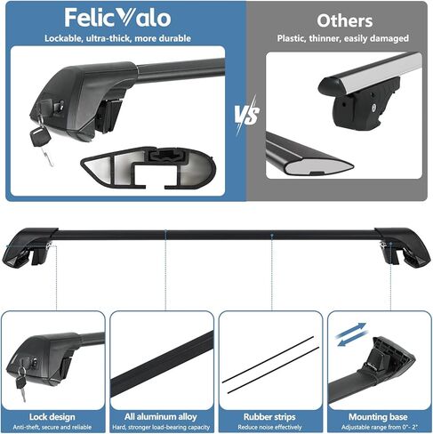 قضبان متقاطعة لرف السقف قابلة للقفل تناسب سوبارو كروستريك 2018-2025، قضبان عرضية من الألومنيوم شديدة التحمل بوزن 220 رطلًا لرحلات الطرق ونقل البضائع in Kuwait