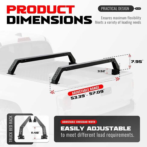 Truck Bed Ladder Rack W/2 Cross Bars Cargo Carrier Truck Back Ladder Rack Compatible with 2014-2023 Toyota Tundra, 2005-2023 Toyota Tacoma in Saudi Arabia