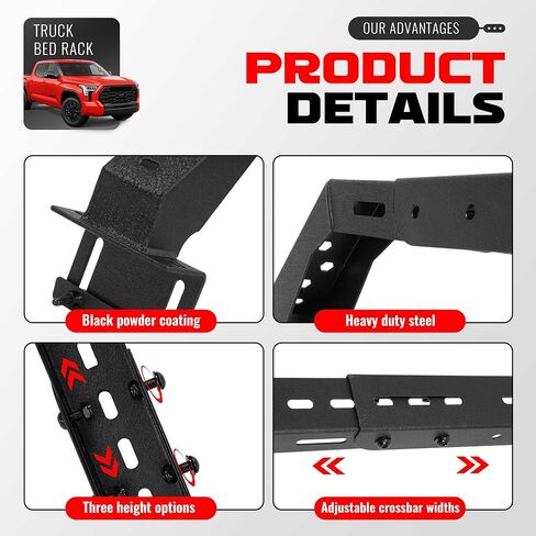 Truck Bed Ladder Rack W/2 Cross Bars Cargo Carrier Truck Back Ladder Rack Compatible with 2014-2023 Toyota Tundra, 2005-2023 Toyota Tacoma in Saudi Arabia