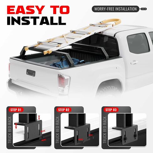 Truck Bed Ladder Rack W/2 Cross Bars Cargo Carrier Truck Back Ladder Rack Compatible with 2014-2023 Toyota Tundra, 2005-2023 Toyota Tacoma in Saudi Arabia