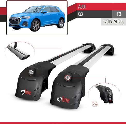 Compatible with Audi Q3 (F3) 2019-2025 ACE-2 Type Car Roof Rack Cross Bar Grey Aluminium Bars in Saudi Arabia