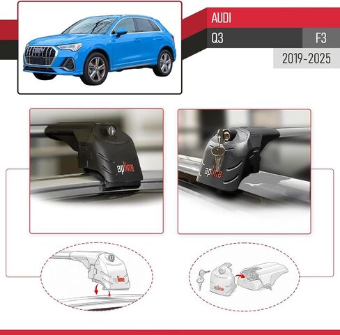 Compatible with Audi Q3 (F3) 2019-2025 ACE-2 Type Car Roof Rack Cross Bar Grey Aluminium Bars in Saudi Arabia