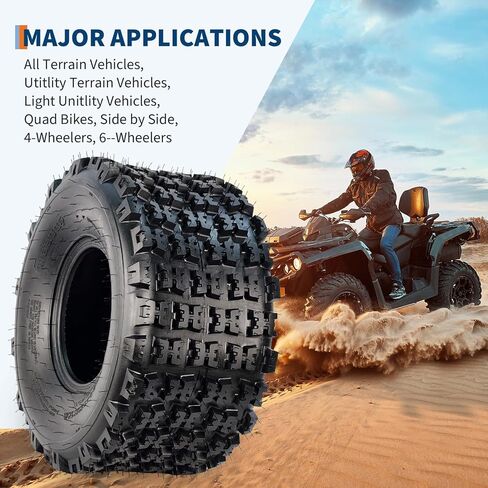 مجموعة Garvee مكونة من 4 إطارات رياضية ATV بدون أنابيب - 22x7-10 أمامي و22x11-9 خلفي، 6 إطارات لجميع التضاريس لركوب الدراجات والسباق، الحواف غير متضمنة in Kuwait