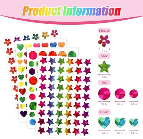 مجموعة ملصقات مكافآت للأطفال مكونة من 1848 قطعة - نجوم، وأزهار، وقلوب ونقاط، وملصقات ثلاثية الأبعاد لامعة صغيرة لمخطط مكافآت السلوك، ومستلزمات معلم الطلاب في الفصول المدرسية وديكور DIY in Kuwait