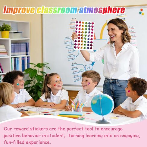 مجموعة ملصقات مكافآت للأطفال مكونة من 1848 قطعة - نجوم، وأزهار، وقلوب ونقاط، وملصقات ثلاثية الأبعاد لامعة صغيرة لمخطط مكافآت السلوك، ومستلزمات معلم الطلاب في الفصول المدرسية وديكور DIY in Kuwait
