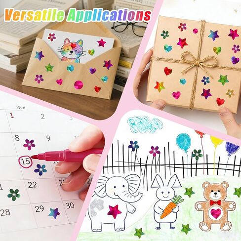 مجموعة ملصقات مكافآت للأطفال مكونة من 1848 قطعة - نجوم، وأزهار، وقلوب ونقاط، وملصقات ثلاثية الأبعاد لامعة صغيرة لمخطط مكافآت السلوك، ومستلزمات معلم الطلاب في الفصول المدرسية وديكور DIY in Kuwait