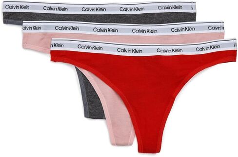 Calvin Klein, Womens, Modern Logo Thong 3-Pack, Charcoal Grey/Adreniline Rush/Subdued, Large in Saudi Arabia