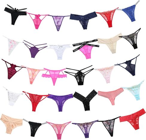 Variety Panties for Women Sexy Thong Panties Variety Pack Assorted Multi Colored Underwear T-back G-string Lacy Thongs in Saudi Arabia