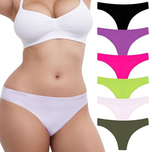 Women's Modern, Fresh, 6-Pack, Ultra-Thin Lightweight Microfiber Thong Underwear, 6Pk in Saudi Arabia