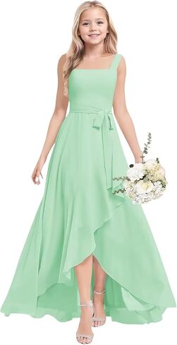 Junior Bridesmaid Dresses for Teen Girls Chiffon A Line Flower Girl Dress Wedding Party Gowns in Saudi Arabia