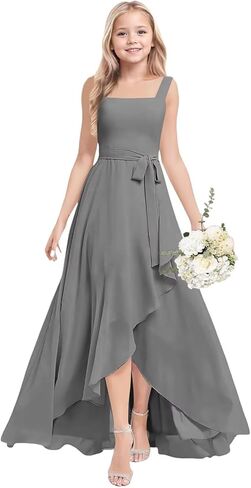 Junior Bridesmaid Dresses for Teen Girls Chiffon A Line Flower Girl Dress Wedding Party Gowns in Saudi Arabia