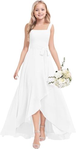 Junior Bridesmaid Dresses for Teen Girls Chiffon A Line Flower Girl Dress Wedding Party Gowns in Saudi Arabia