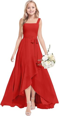Junior Bridesmaid Dresses for Teen Girls Chiffon A Line Flower Girl Dress Wedding Party Gowns in Saudi Arabia