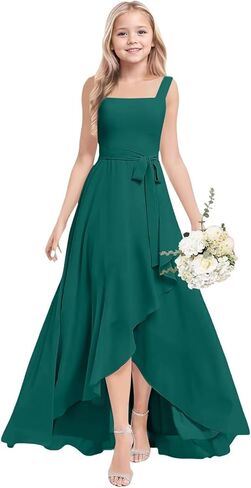 Junior Bridesmaid Dresses for Teen Girls Chiffon A Line Flower Girl Dress Wedding Party Gowns in Saudi Arabia