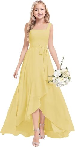Junior Bridesmaid Dresses for Teen Girls Chiffon A Line Flower Girl Dress Wedding Party Gowns in Saudi Arabia