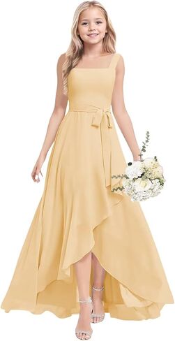 Junior Bridesmaid Dresses for Teen Girls Chiffon A Line Flower Girl Dress Wedding Party Gowns in Saudi Arabia