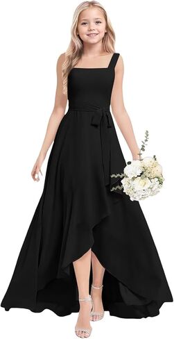 Junior Bridesmaid Dresses for Teen Girls Chiffon A Line Flower Girl Dress Wedding Party Gowns in Kuwait