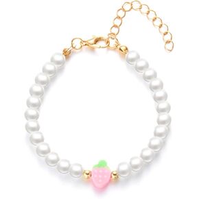 Strawberry Pearl Bracelet for Women Handmade Pearls Bracelet Strawberry Bracelet Jewelry in Kuwait