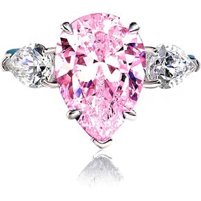 Wedding Bands for Women, 5 Carat Pear Cut Moissanite Ring 14X14mm in Sterling Silver, Beautiful Valentine's Day Gift for Wife in Saudi Arabia