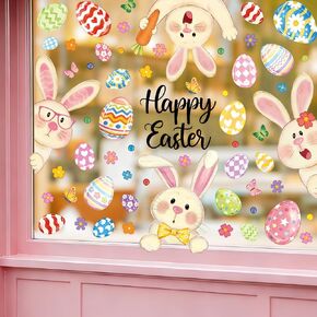 8 أوراق عيد الفصح نافذة يتمسك ملصقات سعيد عيد الفصح الأرنب البيض نافذة الشارات لقضاء عطلة حزب المنزل مكتب متجر الزجاج عرض الديكور in Kuwait