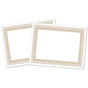 Printlink - ورق شهادة البرشمان الذهبي - عبوة من 100 قطعة، متوافقة مع طابعة الليزر والحبر، للمكتب، وجوائز الأعمال، والتخرج، والدبلومات المدرسية، 8-1/2 بوصة × 11 بوصة على مخزون 70 رطل (ذهبي) in Kuwait