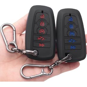 غطاء Key Fob مناسب لـ Ford 2026-2018 F150 F250 F350 F450 F550 F650 F750 - حافظة تحكم عن بعد من السيليكون متوافقة مع Explorer Expedition Fusion Mustang Edge Escape (زر أزرق وأحمر) in Kuwait