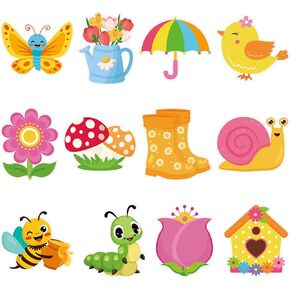 48 قطعة من قصاصات الورق الربيعية، قطع زهور فراشة لطيفة على شكل فراشة الربيع لتزيين لوحة الإعلانات المنزلية والمكتب والمدرسة DIY الحرفية ولوحة السبورة الجدارية ونافذة الباب وديكور لوحة الإعلانات in Kuwait