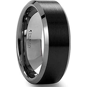 Arden Men's Tungsten Carbide Ring with Brush Black Ceramic Center Beveled by Thorsten Jewelry - 8mm in Kuwait