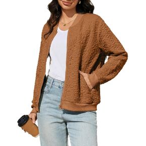 سترة نسائية بسحاب سترة خفيفة الوزن غير رسمية بأكمام طويلة سترة خريفية ملابس خارجية بياقة دائرية معطف جاكار مع جيوب in Kuwait