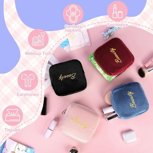 أكياس تخزين المناديل الصحية من الفلانيل، مجموعة أدوات الدورة الشهرية، حقيبة قابلة للحمل بسحاب للرضاعة، حامل حفائظ لجمع الحقائب النسائية للحيض، حقيبة أدوات الفترة الأولى للفتيات المراهقات والنساء، أسود in Kuwait
