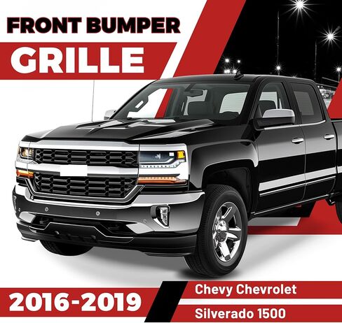 HECASA Upper Grille Compatible with 2016-2019 Chevy Chevrolet Silverado 1500 Replacement for GM1200753 84602489 84374378 Front Bumper Grill Silvery+Black in Saudi Arabia