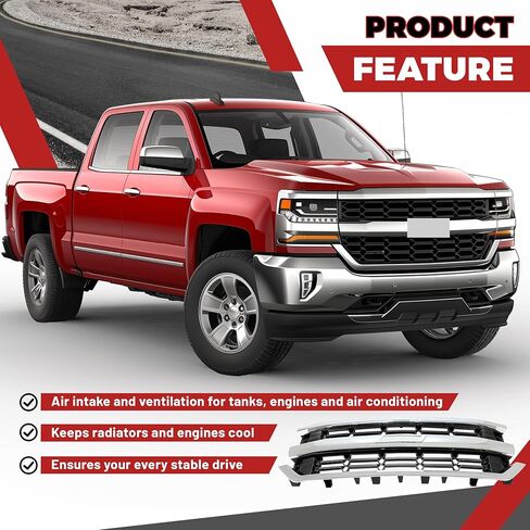 HECASA Upper Grille Compatible with 2016-2019 Chevy Chevrolet Silverado 1500 Replacement for GM1200753 84602489 84374378 Front Bumper Grill Silvery+Black in Saudi Arabia