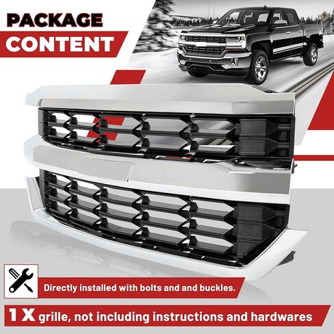 HECASA Upper Grille Compatible with 2016-2019 Chevy Chevrolet Silverado 1500 Replacement for GM1200753 84602489 84374378 Front Bumper Grill Silvery+Black in Saudi Arabia