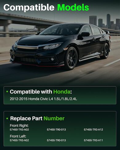 مستشعر سرعة العجلات الأمامية ABS قطعتان متوافق مع Honda Civic 2012-2015 استبدل 57455-TR3-A02، 57450-TR3-A02 مستشعر ABS الأمامي الأيسر والأيمن in Saudi Arabia