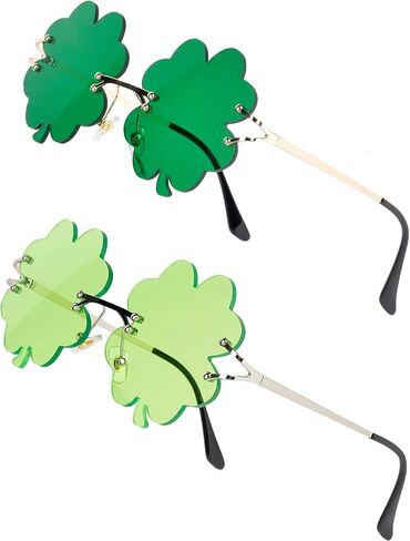 QZUnique St Patricks Day Accessories - 2 Pairs Shamrock Glasses St. Patrick's Day Sunglasses in Saudi Arabia