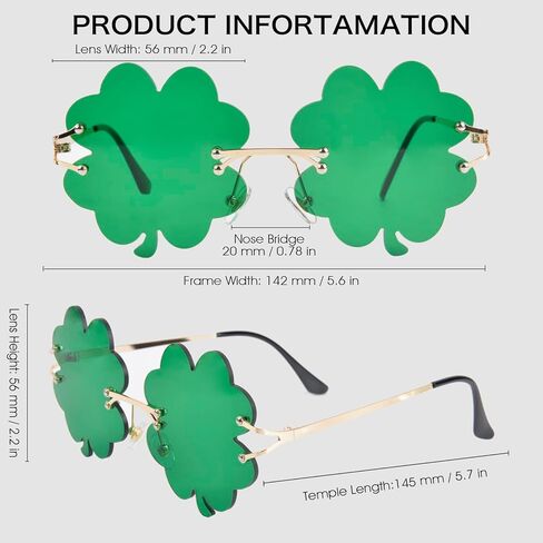 QZUnique St Patricks Day Accessories - 2 Pairs Shamrock Glasses St. Patrick's Day Sunglasses in Saudi Arabia