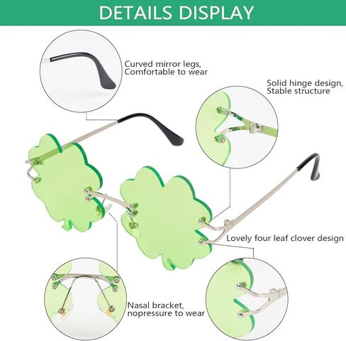 QZUnique St Patricks Day Accessories - 2 Pairs Shamrock Glasses St. Patrick's Day Sunglasses in Saudi Arabia
