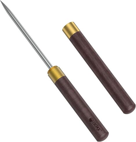 أداة اختيار الثلج من الفولاذ المقاوم للصدأ مع غطاء أمان، أداة اختيار لكسر الجليد، مقبض خشبي غير قابل للانزلاق لسهولة الإمساك، طول 22.86 سم (عبوة من قطعتين) in Kuwait