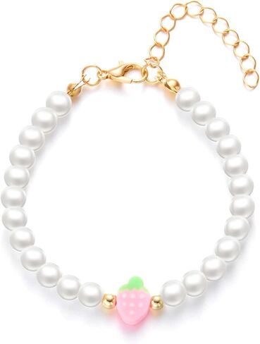 Strawberry Pearl Bracelet for Women Handmade Pearls Bracelet Strawberry Bracelet Jewelry in Kuwait
