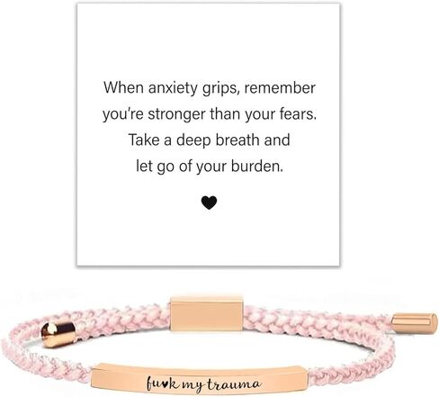 Fck My Trauma Tube Bracelet, Stainless Steel Handmade Engraved Motivational Inspirational Bracelet Adjustable Healing Calming Anxiety Stress Relief Item Gifts for Women Sorority Sisters Best Friends in Saudi Arabia