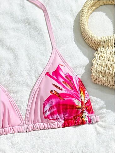 Milumia Girl's 3 Piece Floral Print Swimsuits Halter Triangle Bikini Set with Cover Up Skirts in Saudi Arabia
