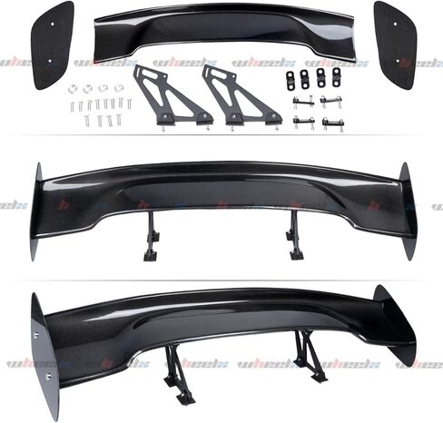 3K Real Carbon Fiber 57inches Universal Rear Spoiler, Adjustable Angles GT Racing Style Trunk Exterior High Kick Tail Deck Lid Splitter Wing Lip Man Gift Mustang Camaro Corvette in Saudi Arabia